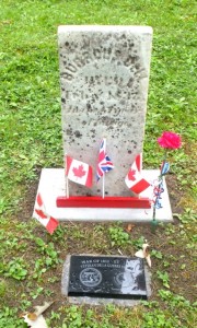 Burris Dell tombstone and Graveside Plaque