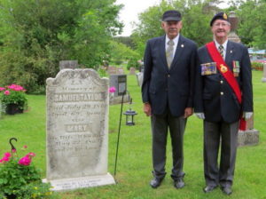 Robert Taylor (3X great grandson of Samuel Taylor) and Don McPherson, Belleville ON Royal Canadian Legion Branch 99,