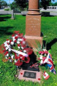 War of 1812 Graveside Plaque of Private Levi Green at Stoney Creek Municipal Cemetery in Hamilton, Ontario.