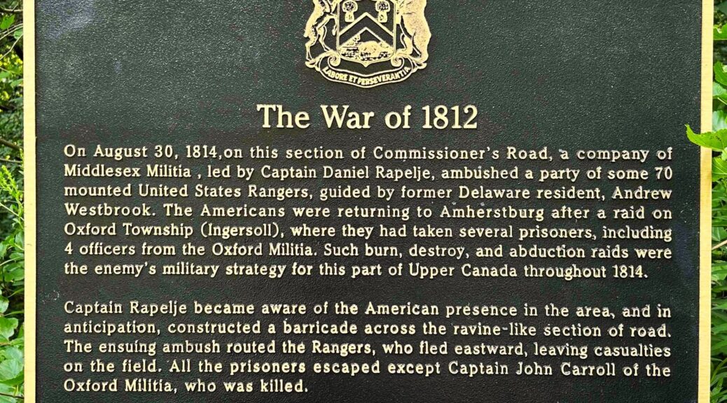 Reservoir Hill Plaque commemorating Capt Rapalje's 30th Aug 1814 Ambush of 70 US Rangers