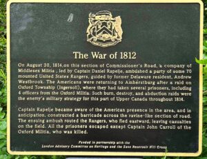 Reservoir Hill Plaque commemorating Capt Rapalje's 30th Aug 1814 Ambush of 70 US Rangers